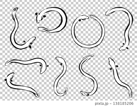 筆タッチのうなぎのイラスト素材セット 138185206
