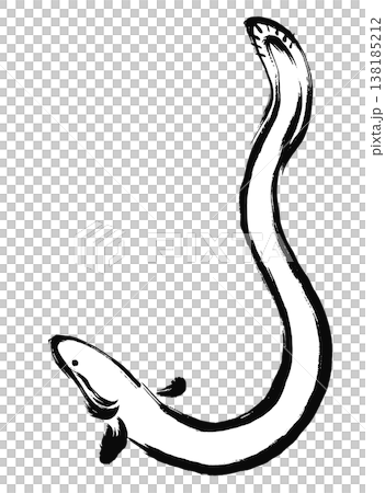 筆タッチの上向きポーズのうなぎのイラスト 138185212