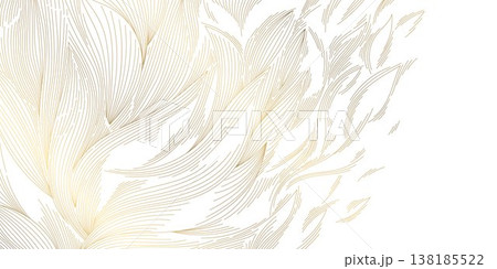 Luxury abstract wave pattern, elegant gold lines on white background. Modern vector design Japanese and Chinese elements, smooth curves, geometric shape, fluid water texture Luxury abstract wave pattern, elegant gold lines on white background. Modern vector design Japanese and Chinese elements, smooth curves, geometric shape, fluid water texture 138185522