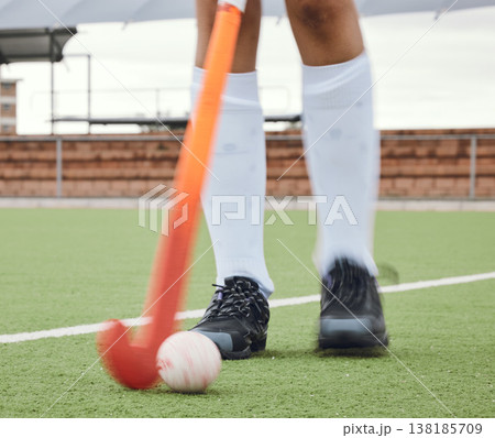 Hockey, sport field or movement on grass turf sport field for exercise training for cardio challenge. Strong athlete people, workout or outdoor club game for healthy competition battle, game or goals Hockey, sport field or movement on grass turf sport field for exercise training for cardio challenge. Strong athlete people, workout or outdoor club game for healthy competition battle, game or goals 138185709