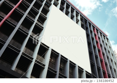 Office building, wall and empty billboard in city with space for advertising, marketing or promotion in urban cbd. Blank, poster or mockup for announcement banner with information, branding or promo Office building, wall and empty billboard in city with space for advertising, marketing or promotion in urban cbd. Blank, poster or mockup for announcement banner with information, branding or promo 138186452
