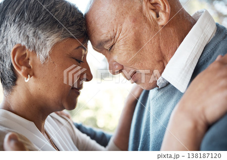 Hug, forehead and senior couple with love, marriage and retirement with bonding, relationship and romantic. Face, happy old woman and elderly man embrace, trust and health with romance and care Hug, forehead and senior couple with love, marriage and retirement with bonding, relationship and romantic. Face, happy old woman and elderly man embrace, trust and health with romance and care 138187120
