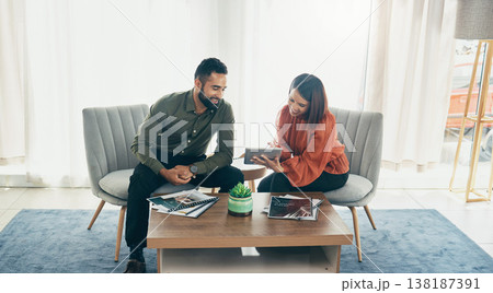 Business people, planning and man with woman, tablet and brainstorming with connection, project and ideas. Cooperation, manager or employee with technology, website info or conversation with teamwork Business people, planning and man with woman, tablet and brainstorming with connection, project and ideas. Cooperation, manager or employee with technology, website info or conversation with teamwork 138187391