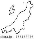 新潟県地図のイラスト （筆タッチ） シンプル 138187456