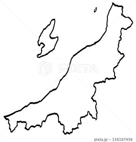 新潟県地図のイラスト （筆タッチ） シンプル 138187456