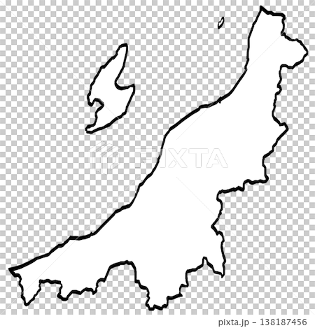 新潟県地図のイラスト （筆タッチ） シンプル 138187456