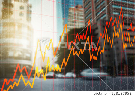 City background, graphs or stock market with trading, fintech or overlay with business deal. Town, buildings or inflation with money, investment or charts with finance, profit or economy with stocks City background, graphs or stock market with trading, fintech or overlay with business deal. Town, buildings or inflation with money, investment or charts with finance, profit or economy with stocks 138187952