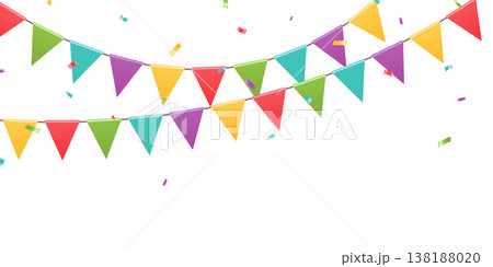 Colorful party flags background vector illustration for celebration. 138188020