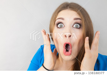 Funny woman being shocked 138188377