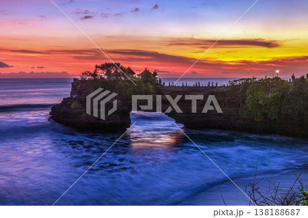 Sunset Waves around Tanah Lot Temple Sunset Waves around Tanah Lot Temple 138188687