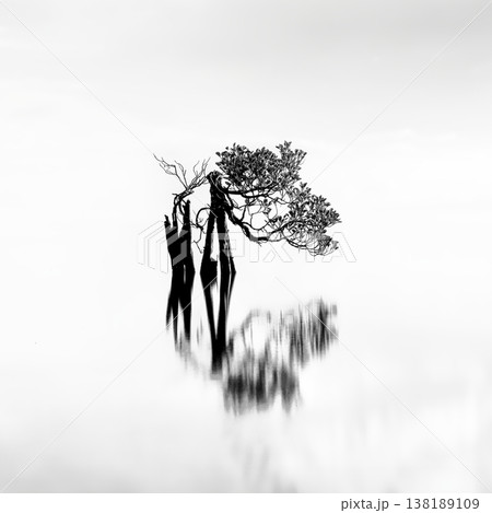 Beautiful tropical beach sea and ocean with mangrove tree on blue sky and white cloud 138189109