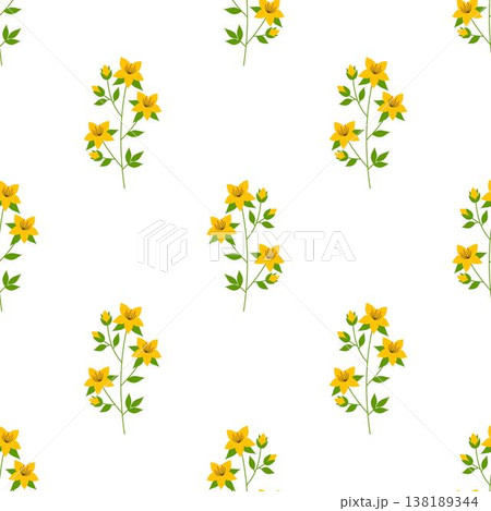 hypericum flower seamless pattern hypericum flower seamless pattern 138189344