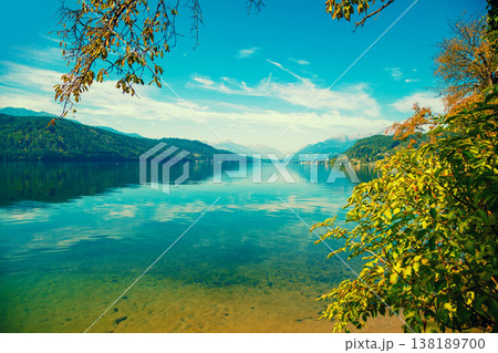 View of a mountain lake in autumn. Millstatt am See, Lake Millstatt in Carinthia, Austria, Europe View of a mountain lake in autumn. Millstatt am See, Lake Millstatt in Carinthia, Austria, Europe 138189700