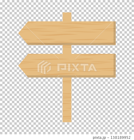 Wood-grain style sign with two arrows, light brown. 138189952