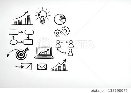 ビジネスマンが室内で昼に手書き図解説明する落ち着いた雰囲気 138190975