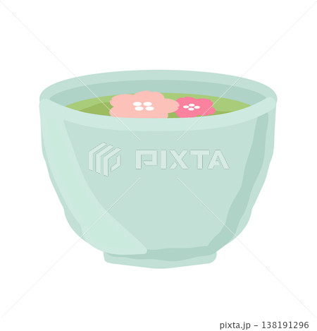 桜が浮いた緑茶　イラスト 138191296