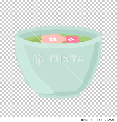 桜が浮いた緑茶　イラスト 138191296