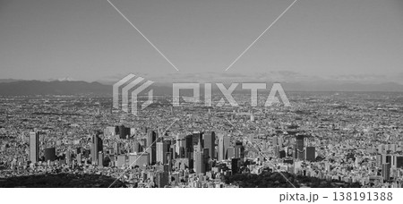 快晴の東京を広範囲にわたる空からの眺め 快晴の東京を広範囲にわたる空からの眺め 138191388