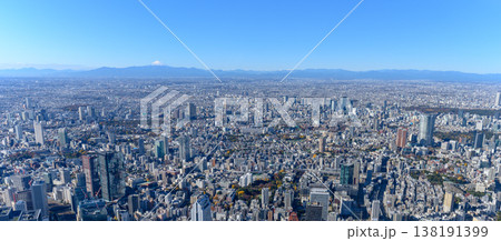 晴天の東京上空から見た富士山 138191399