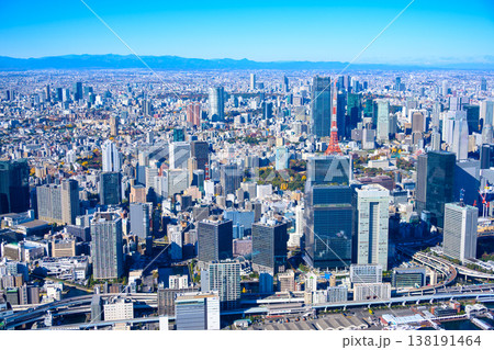 東京タワーを捉えたヘリからの空撮 138191464