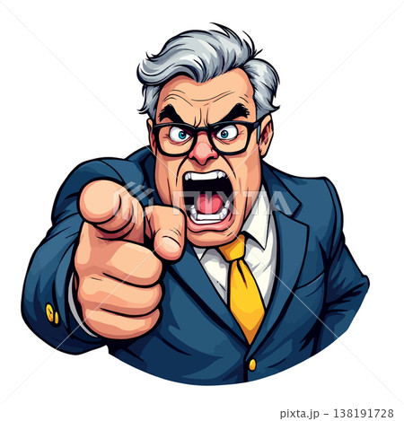 Vsai angry senior businessman pointing and shouting at you Vsai angry senior businessman pointing and shouting at you 138191728