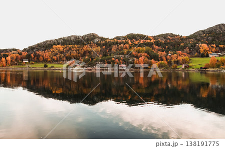 Norway in autumn. A tranquil coastal landscape photo 138191775