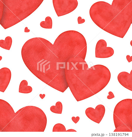 A seamless watercolor pattern with watercolor hearts A seamless watercolor pattern with watercolor hearts 138191794