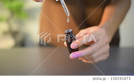 Accurate Use of Medicine Dropper with Amber Bottle for Daily Healthcare Routine 138191873