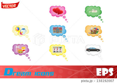 set icons concept of a dream in the cloud vector illustration 138192007