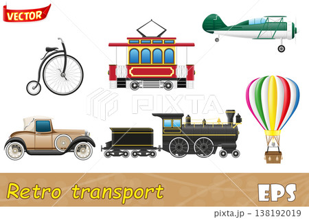 set icons old retro transport vector illustration 138192019
