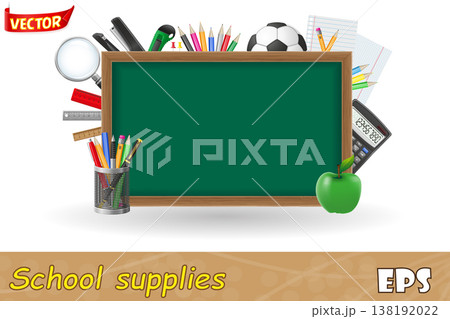 set icons school supplies vector illustration 138192022
