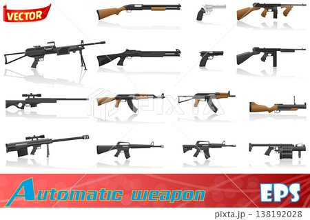 weapon and gun set collection icons vector illustration 138192028