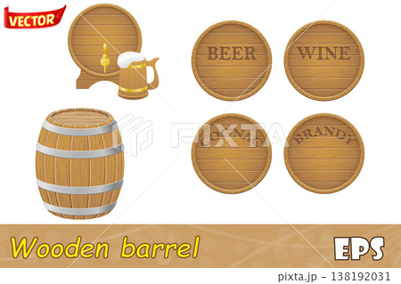 set wooden barrel vector illustration 138192031