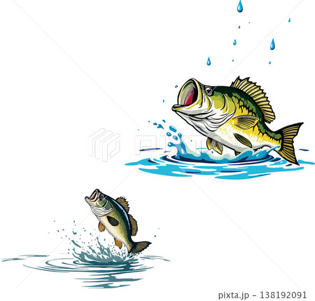 Vsai two lively fish jumping out of water Vsai two lively fish jumping out of water 138192091