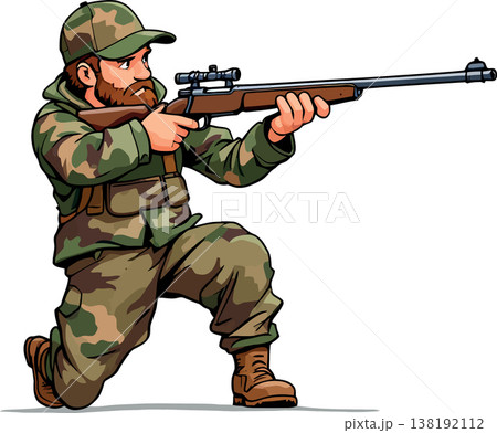Vsai soldier in camouflage aiming a sniper rifle Vsai soldier in camouflage aiming a sniper rifle 138192112