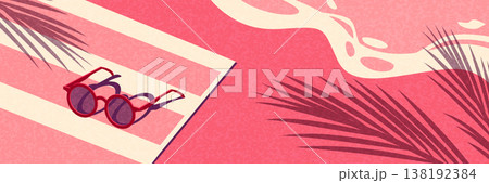 Flat design summer banner set with beach, travel and outdoor scenes. 138192384