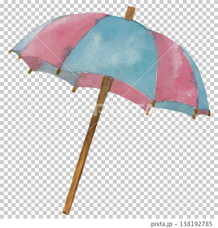 Beach Umbrella Watercolor Summer Vacation Coastal Illustration Beach Umbrella Watercolor Summer Vacation Coastal Illustration 138192785