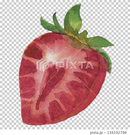 Strawberry Cut Watercolor Fresh Fruit Slice Illustration Strawberry Cut Watercolor Fresh Fruit Slice Illustration 138192786