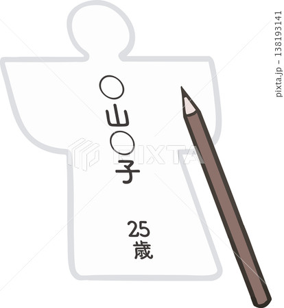 大祓の人形（ひとがた）のやり方ベクターイラスト｜厄除け・お祓いの手順解説・神事説明素材（背景透過） 138193141