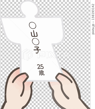 大祓の人形(ひとがた)のやり方ベクターイラスト|厄除け・お祓いの手順解説・神事説明素材(背景透過) 大祓の人形(ひとがた)のやり方ベクターイラスト|厄除け・お祓いの手順解説・神事説明素材(背景透過) 138193142