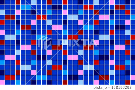 幾何学模様　四角形　ブルー　レッド 138193292