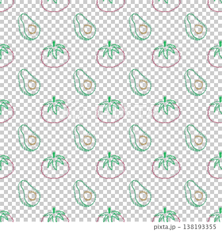 Chalk drawing tomato avocado seamless pattern transparent background Chalk drawing tomato avocado seamless pattern transparent background 138193355