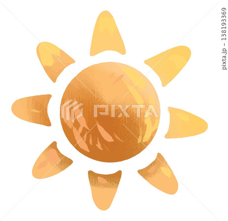 Watercolor style vector illustration of yellow sun symbol isolated on white background Watercolor style vector illustration of yellow sun symbol isolated on white background 138193369