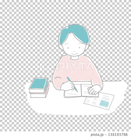 宿題や勉強をしている男の子のイラスト 宿題や勉強をしている男の子のイラスト 138193786