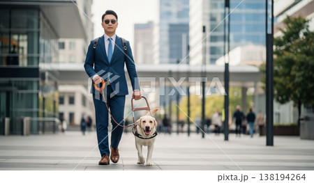 自立を支える盲導犬とビジネスパーソン 138194264
