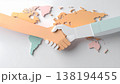 世界地図と握手の3Dペーパークラフト、フェアトレードと国際協力のシンプルなコンセプトイメージ 138194455