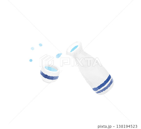 徳利 お猪口 水彩 イラスト かわいい デフォルメ 日本酒 お酒 晩酌 和食 素材 138194523