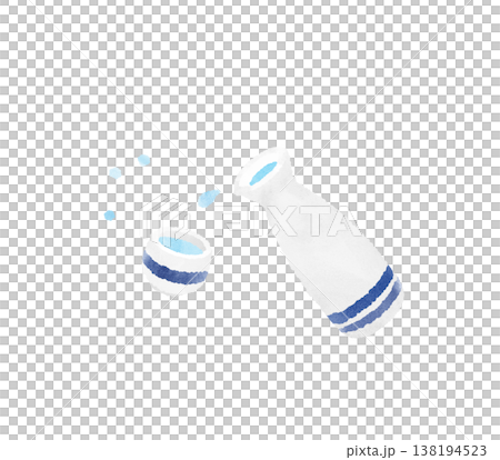 清酒瓶和清酒杯水彩插畫，可愛，風格化，日本清酒，酒，晚間飲品，日本料理，食材 138194523