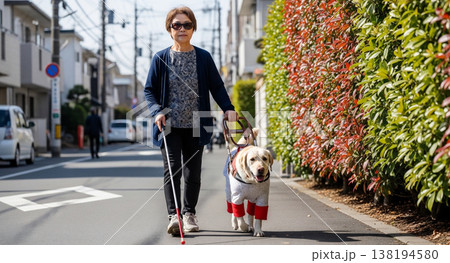 盲導犬と視覚障害者の生活 138194580