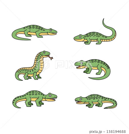 Cute Cartoon Reptile Characters Collection Isolated White Background Cute Cartoon Reptile Characters Collection Isolated White Background 138194688